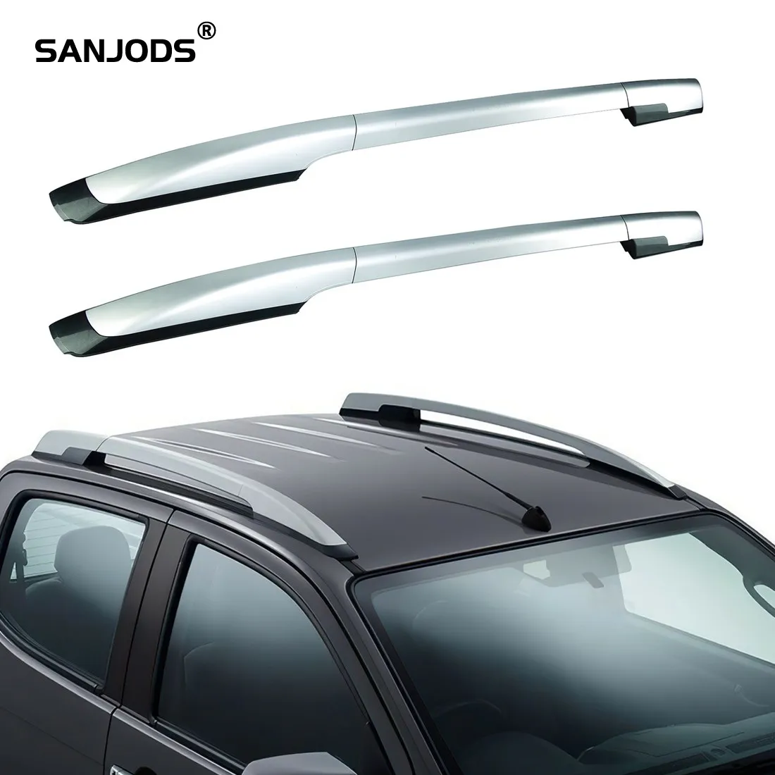 

SANJODS Roof Rack Replacement for 2012 2013 2014 2015 Isuzu D Max Pair OE Style Aluminum Bolt-On Roof Top Rail Side Rack Silver