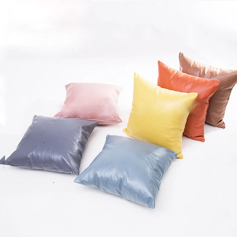Одноцветные наволочки из искусственной кожи декоративные подушки чехлы для