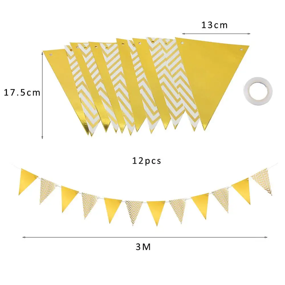 15 шт. Осенние декорации с днем рождения набор золотой фольги флаг кленовый лист