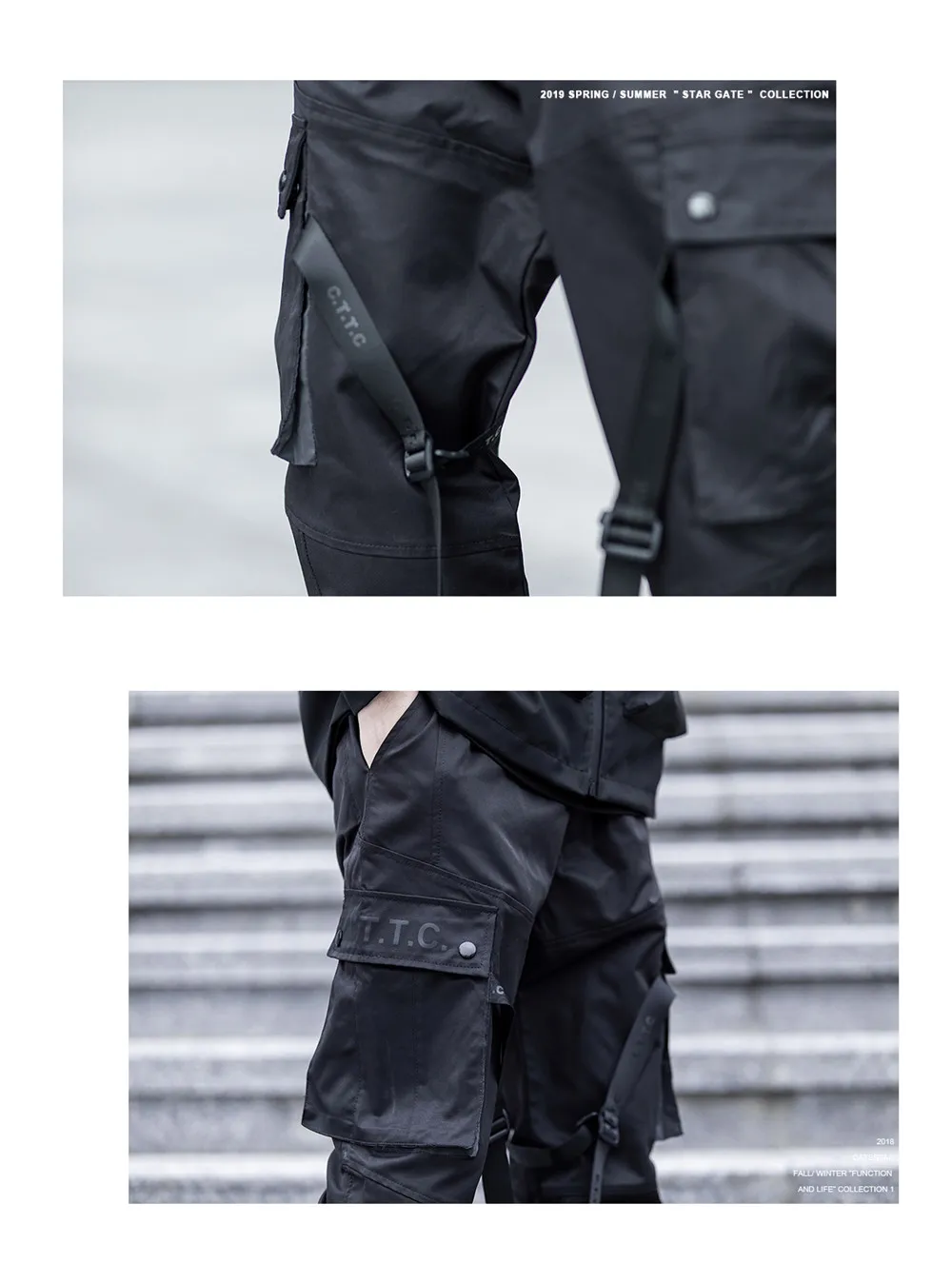 Светоотражающие Techwear Марка NEW FASHION Hi Street десант Для мужчин, спортивные штаны для бега черный гранж