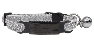 Sliver Black Нейлоновый ошейник кошки домашний питомец с индивидуальной надписью ошейники с именная бирка с колокольчиком Регулируемая пряжка собачий ошейник для щенка принадлежности маленький чихуахуа - Цвет: Sliver Black