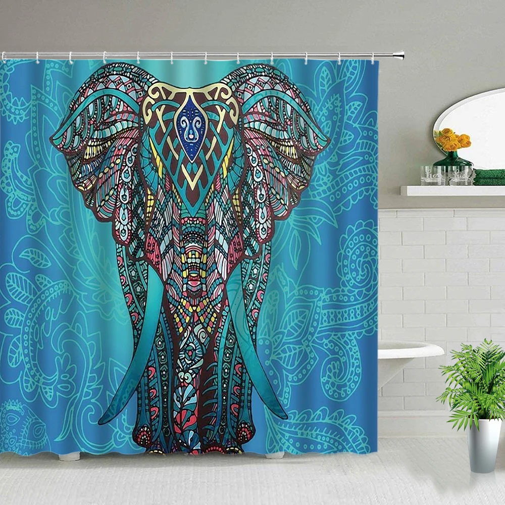 Занавеска для душа в виде слона с богемным принтом водостойкая крючками | Дом и