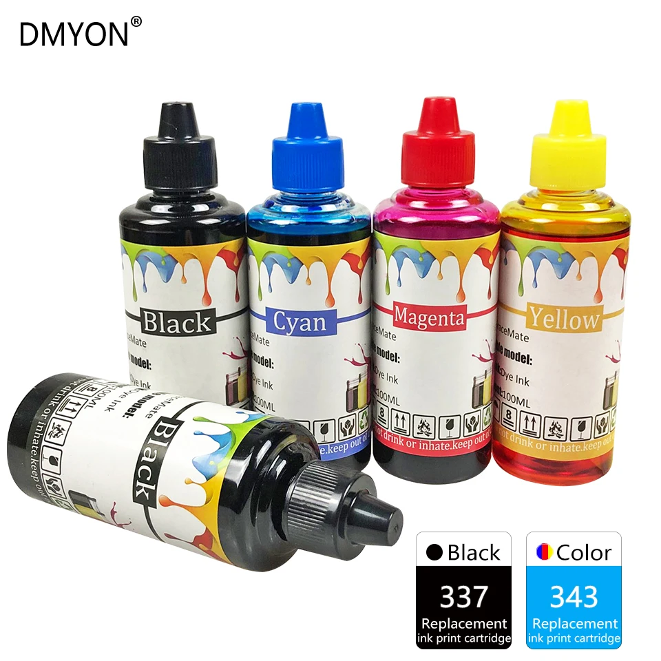 Набор для заправки чернил DMYON совместимый с принтером Hp 337 343 Deskjet 5940 5943 6940 6980 D4145 4155