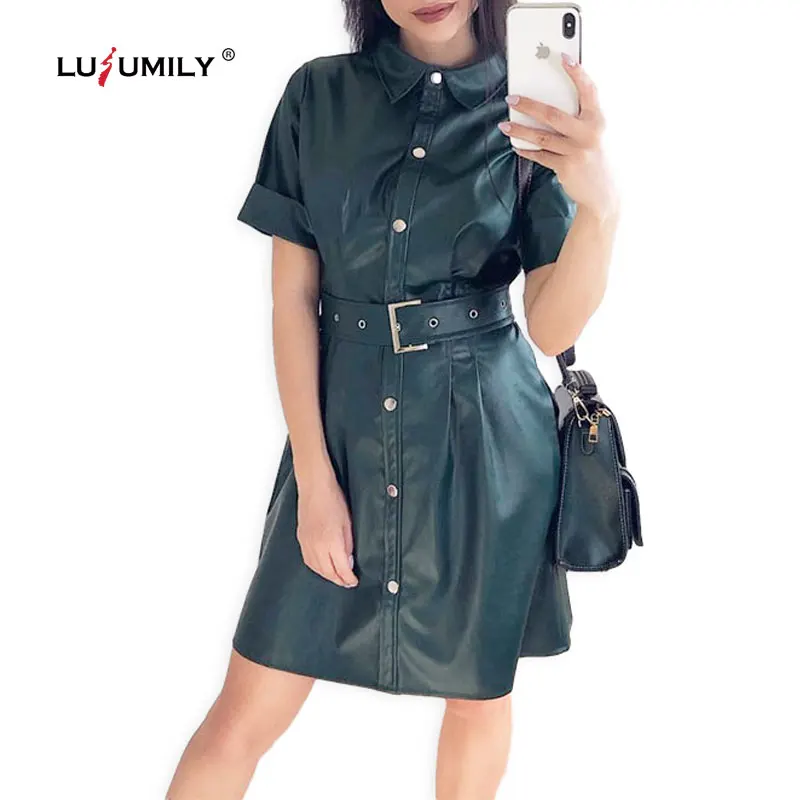 Lusumily женское платье из искусственной кожи с высокой талией вечерние