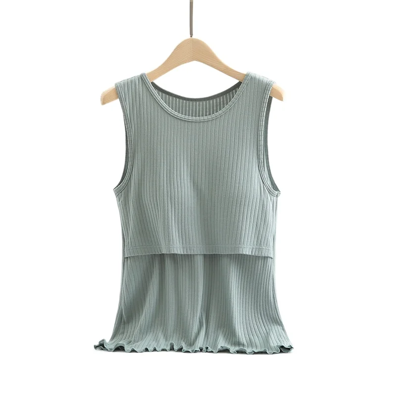 

Nursing Top Sleeveless Breastfeeding Vest Solid Clothes Removable Bra Plus Size 3XL Summer Casual Tank Tops for Pregnant Women