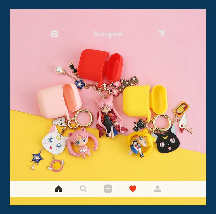 Sailor Moon Tsukino Usagi Silcone защитный чехол Брелок Подвеска Аксессуары Bluetooth беспроводной чехол для наушников