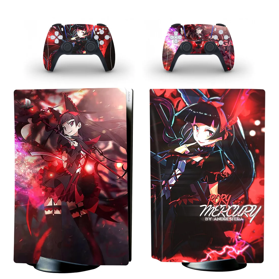 Anime Girl Rory Mercury PS5 Standard Disc Skin Sticker Decal Cover for PlayStation 5 Console and Controllers PS5 Disk Skin Vinyl