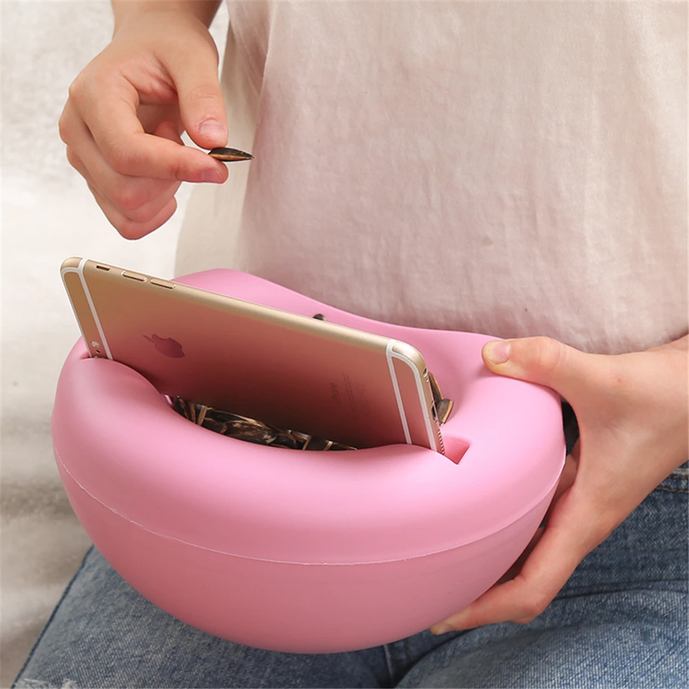

Household lazy snack bowl plastic bowl double-layer snack storage box candy plate mobile phone holder fruit melon seed dish