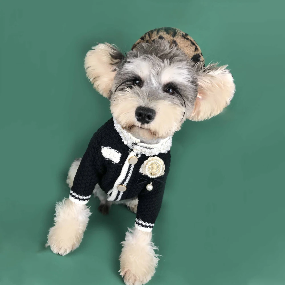 

Dog Sweater Clothes Pet Ropa Perro Costume Para For Small Dogs Coat Jacket Chihuahua Cat Designer Pearl Cardigan Crochet Outfit