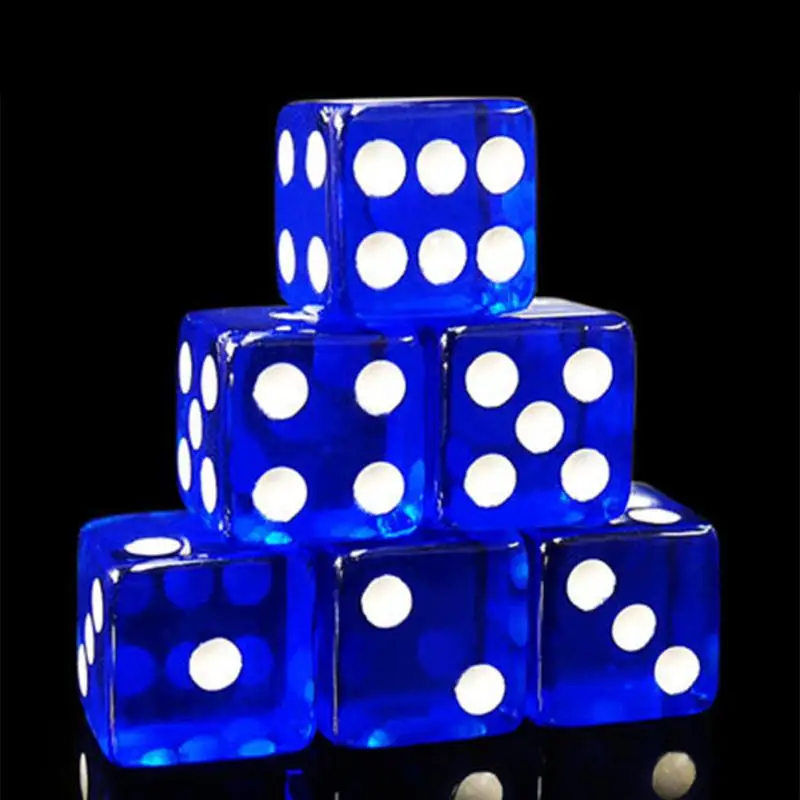 

100Pcs/Bag 14Mm Colorful Dice Transparent Dices For Game Bar Playing Game Set With 1 BagDark Blue