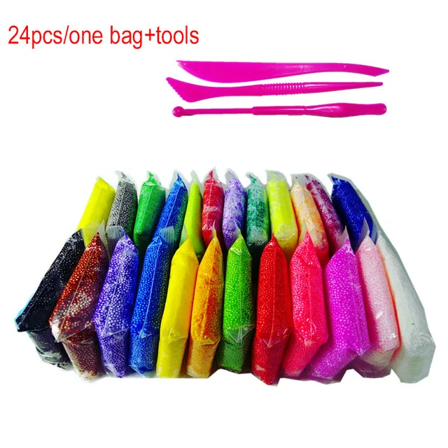 24pcs/lot Foam Clay Air Dry Light Colored Snow Mud Polymer Clay tools Intelligent Plasticine Soft DIY Snowflake Modeling Clay