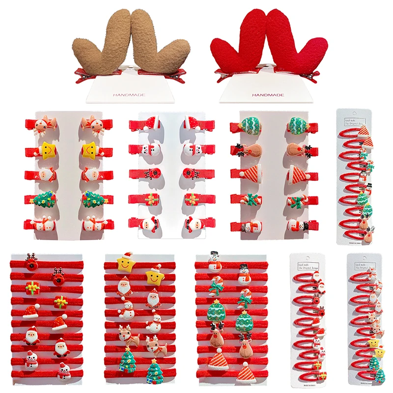 

2/10PCS/Set Cartoon Christmas Gifts Set Girl Hair Clips Barrettes Hair Ornament Headband Children Hairpins Hair Accessories