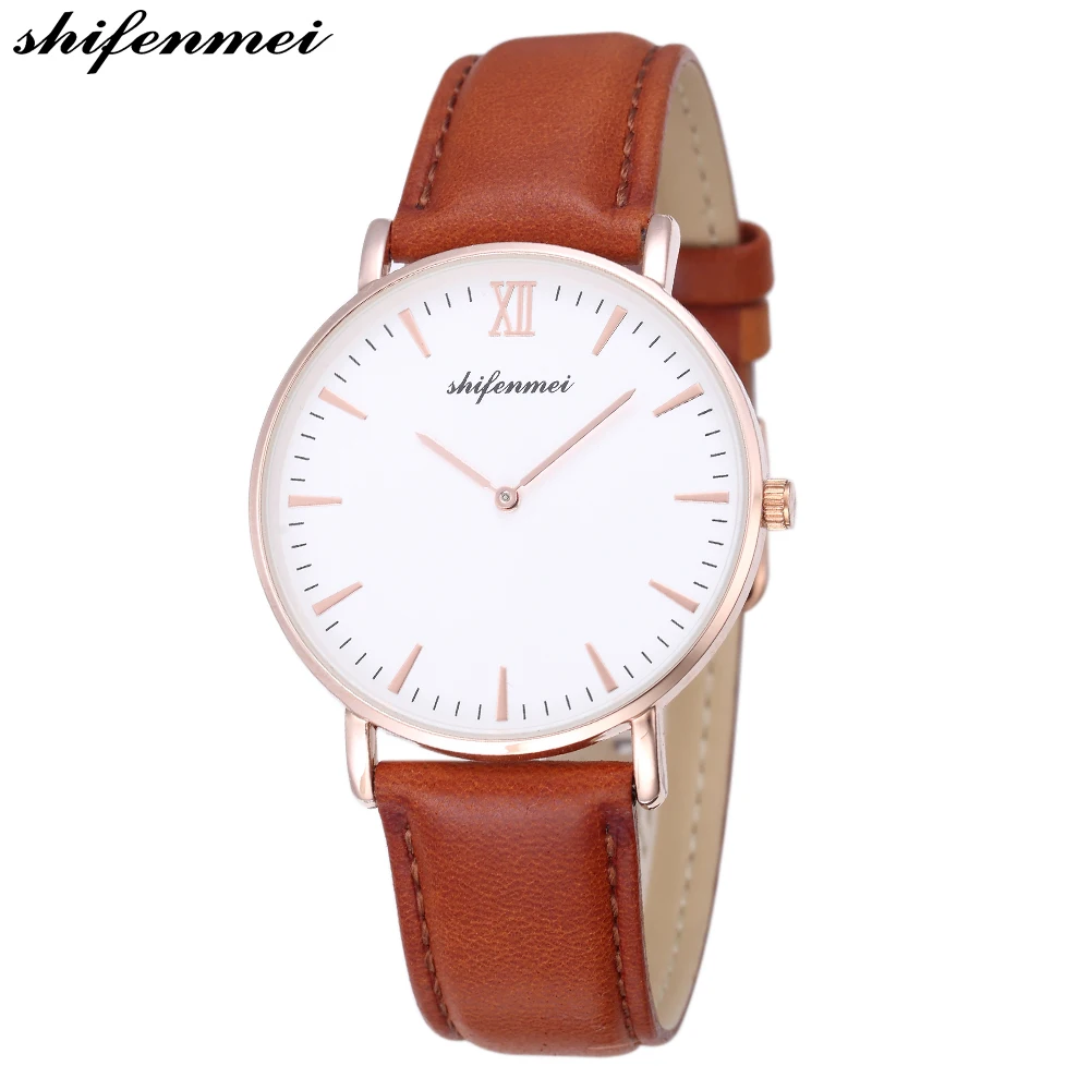 Shifenmei женские часы парные кварцевые Lover цифровой бизнес кожаный ремешок наручные