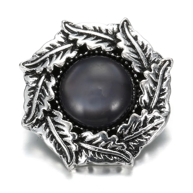 6 шт./лот новинка 18 мм металлические кнопки ювелирное изделие черный цветок со