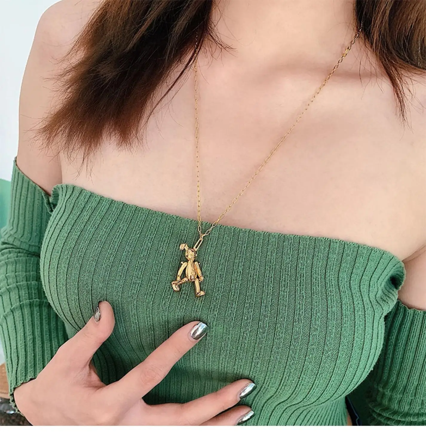 INS засада милый кролик ожерелье с подвеской простое очарование хип хоп 925