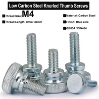 10pcs m4x8mm30mm carbon steel knurled thumb screws galvanized plating gb834 din464 high step head hand tighten thumb screw