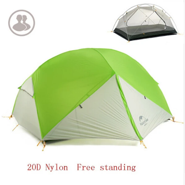 20D Green gray Naturehike 3 сезона Mongar палатка 20D нейлоновая ткань двухслойная водонепроницаемая палатка для 2 человек NH17T007-M - Цвет: 20D Green gray