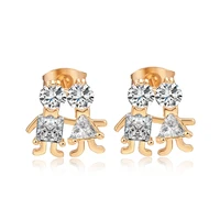 love annie gold color white cz stud earrings for women fashion love design earrings romantic gifts