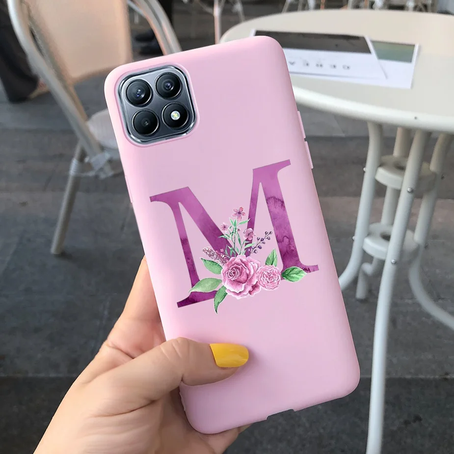 For Oppo Reno 4 SE Case Reno4 F Cute Silicone Flower Letters Cover Lite Phone Cases Soft Fundas | Мобильные телефоны и