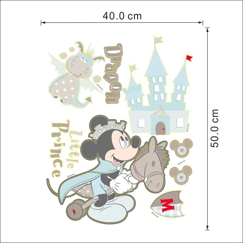 

Cartoon Disney Mickey Mouse Prince Castle Dragon Wall Stickers For Home Decor Kids Rooms Wall Decals PVC Mural Art DIY Poster