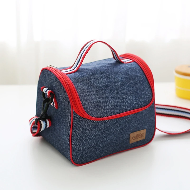 

GUMST New Fashion Denim Portable Insulated lunch Bag Thermal Food Picnic Bag for Women kids Men thermo Cooler Lunch Box Bag