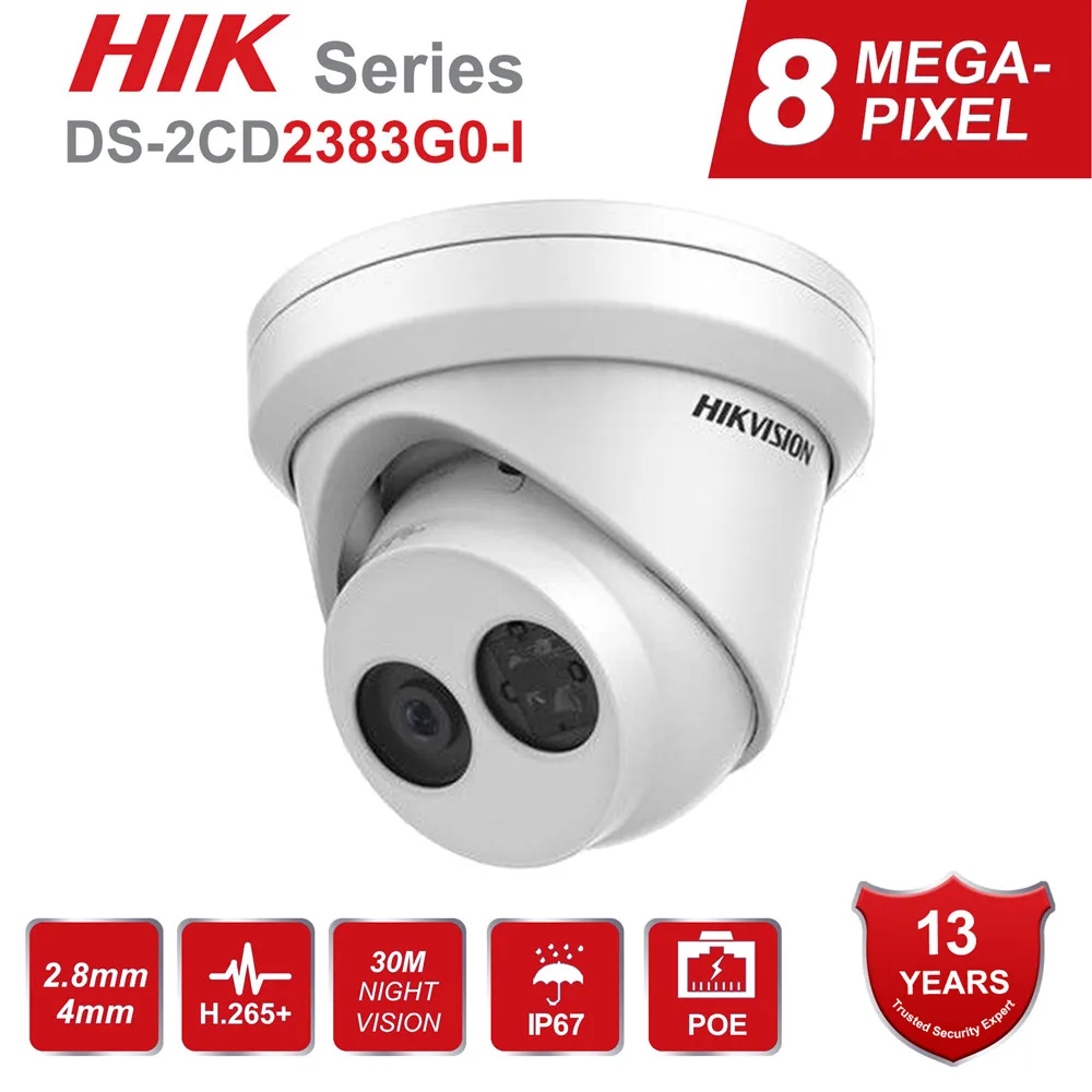 Hikvision 8MP видео наблюдение POE IP камера наружная DS 2CD2383G0 I HD IR 30m револьверная H.265 + с 2