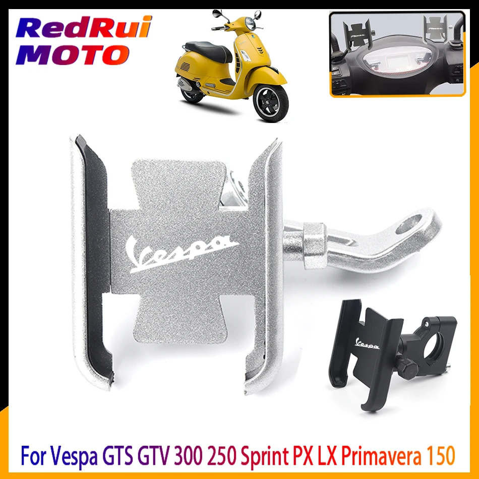 

Для Vespa GTS GTV 300 250 Sprint PX LX Primavera 150 мотоцикл мобильный телефон держатель GPS навигатор руль кронштейн аксессуары для ванной комнаты