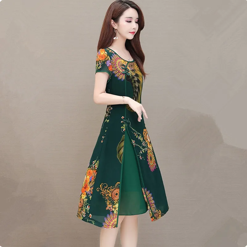 UHYTGF модные шифоновые летние платья для женщин женское тонкое элегантное платье с