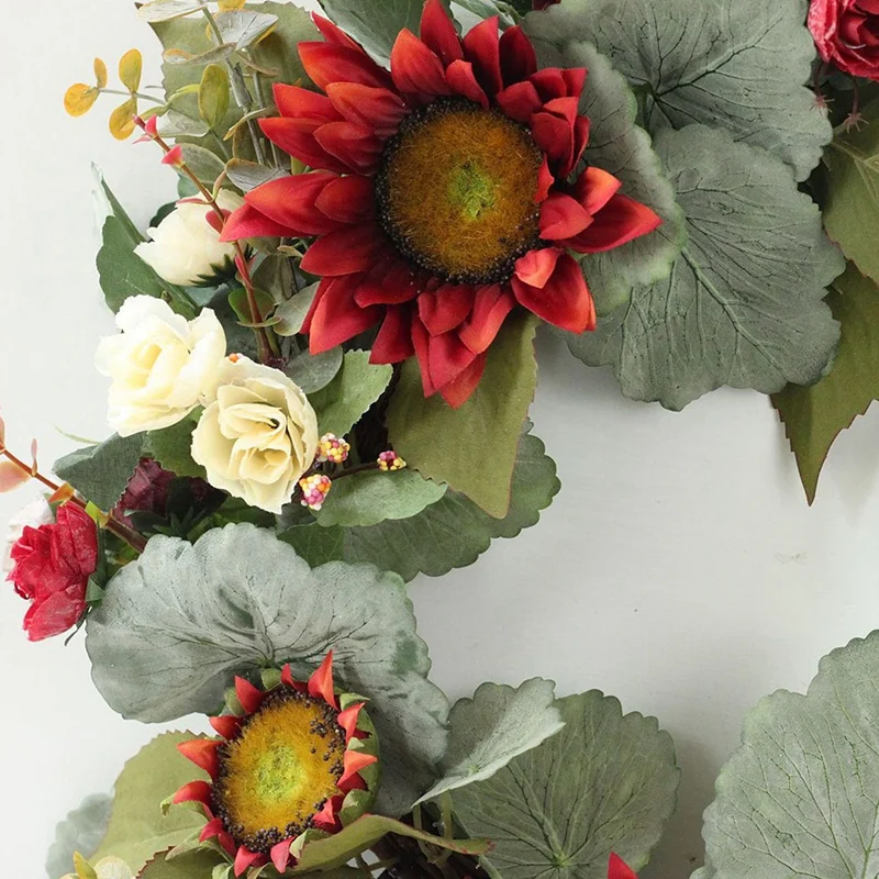 

Autumn Sunflower Wreath for Front Door Wall Window Wedding Party Farmhouse Home Christmas Thanksgiving Decoration