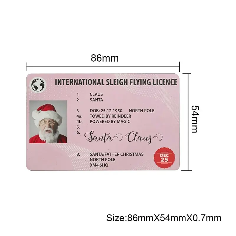

Fake Plastic Card Santa Claus Flying Licence Sleigh Licence for Children Kids Creative Christmas Gift Christmas Tree Decorations