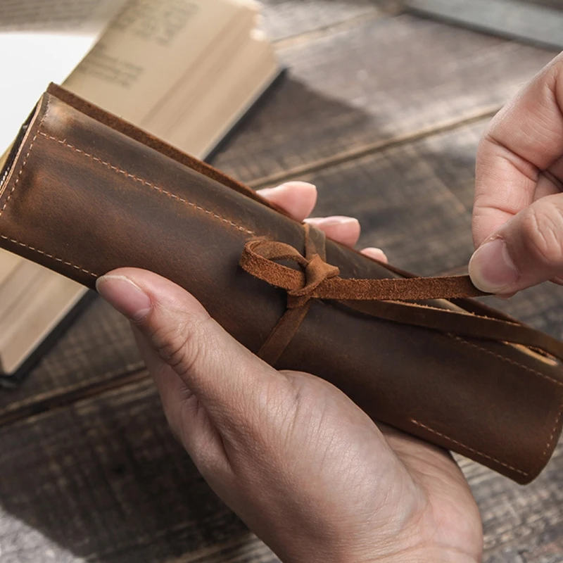 Чехол для карандаша ручной работы из натуральной кожи в стиле ретро|Пеналы| |