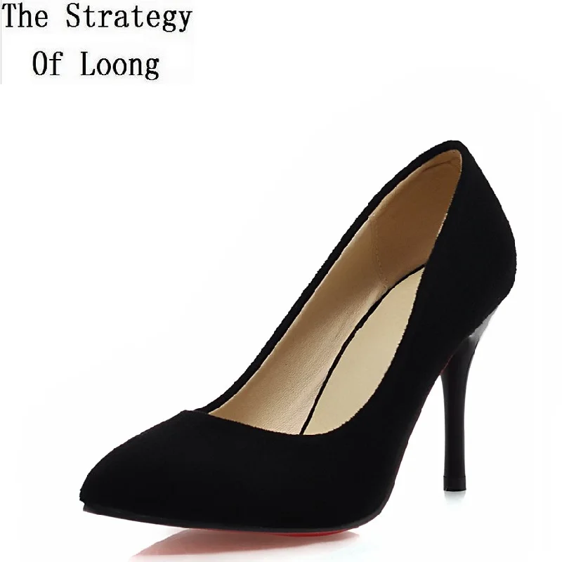 Женские босоножки из нубука на тонком высоком каблуке с острым носком в