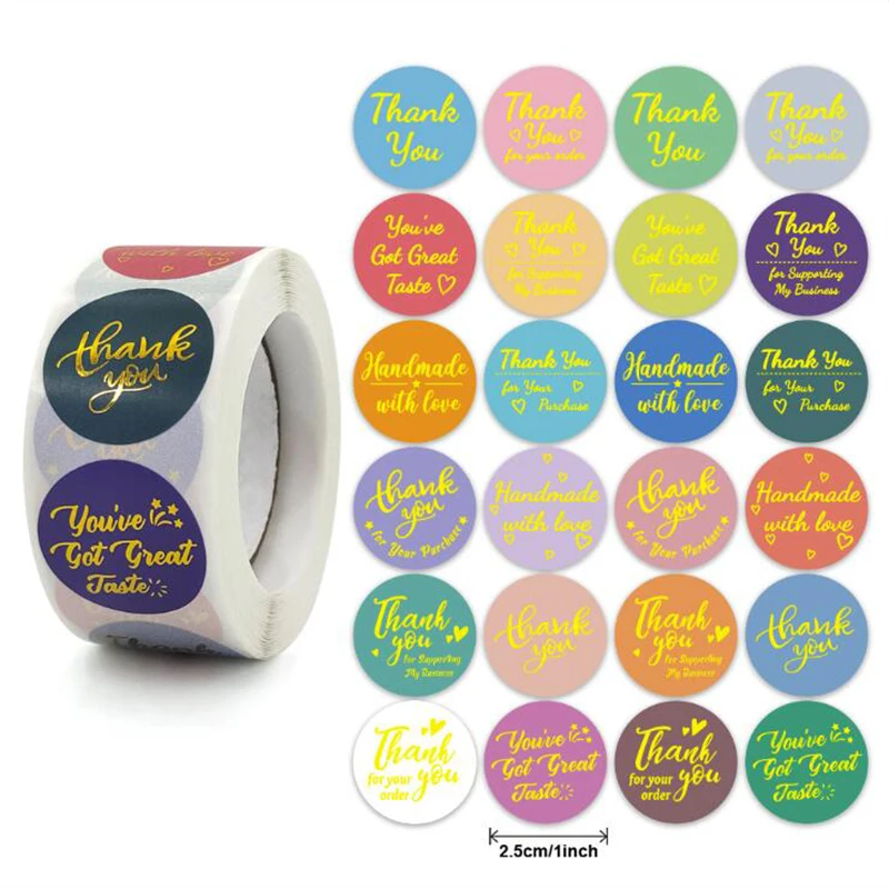 

Клейкие этикетки ручной работы с любовью, 24 цвета, канцелярские принадлежности, скрапбукинг, спасибо за ваш заказ, 50 шт.