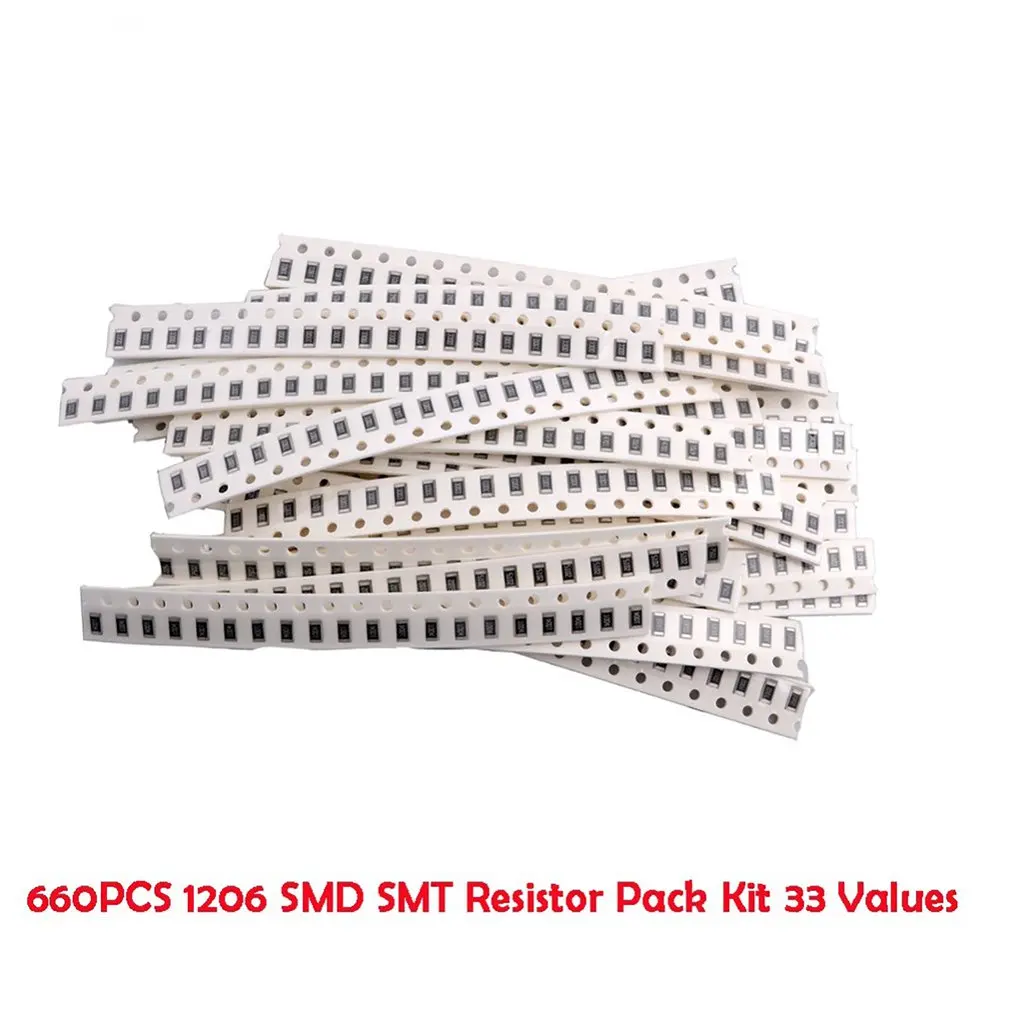 660 шт 33 значения 1206 0805 0603 SMD резистор набор Ассорти 1ohm 1Mohm 1% x 20 = образцов|Перемычки|
