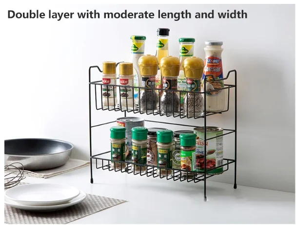 

Spice Rack for Countertop 2-Tier Metal Spice Bottle Storage Shelf for Kitchen Cabinet Pantry