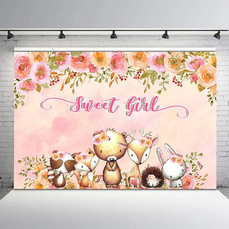 NeoBack Woodland Baby Shower Backdrop милый Лисичка милая девочка День Рождения вечерние фото фон