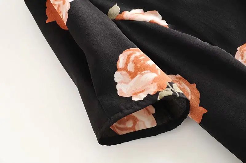 Женское винтажное платье-миди Bazaleas Черное вечернее платье с цветочным принтом и