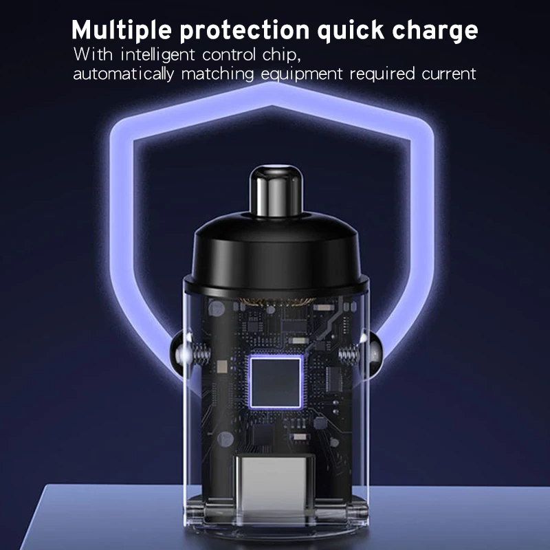 ronc 30w mini car charger quick charging adapter for iphone samsung huawei xiaomi usb type c qc pd 2 0 3 0 mobile phone chargers free global shipping