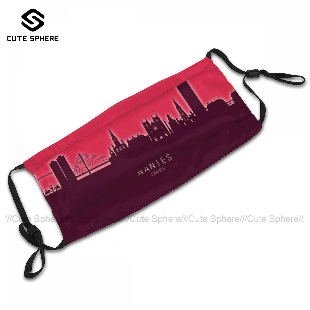 

Adult Fun Nantes France Skyline Second Facial Mask Anti-Dust Print Polyester Face Mouth Mask With Filters