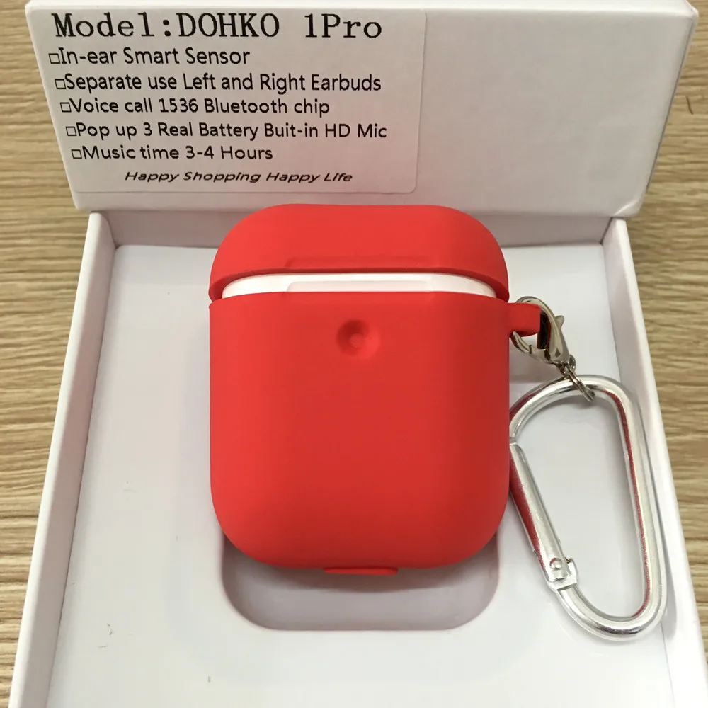 DOHKO 1 PRO оригинальная bluetooth-гарнитура, наушники, беспроводная гарнитура для Iphone Android 7/8/PLUS X xs Max PK i200 i100000 I9000 tws - Цвет: Красный