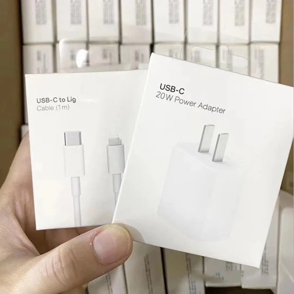 

10Set Fast Charging PD Charger EU US Plug 18W 20W Chrger With PD Usb C Cable 1m with Retail Packaging For Iphone 12 11 Pro Max