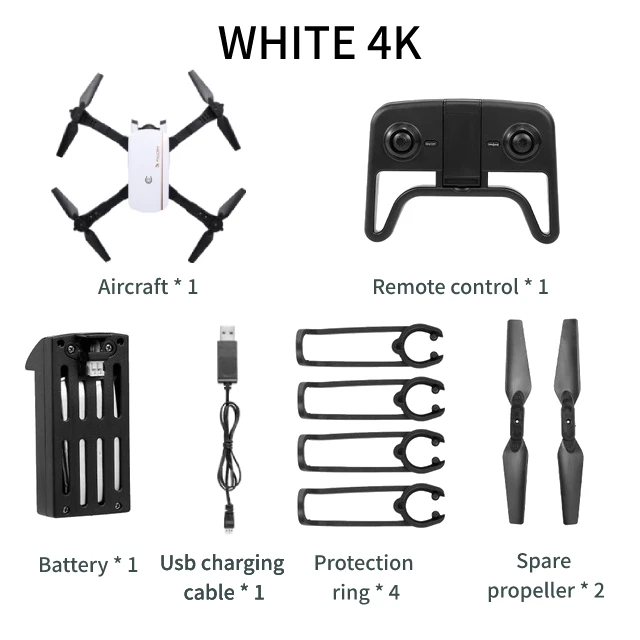 4K White 1808 Wifi FPV RC Дрон с 4K HD Двойная камера Вертолет Оптический поток Квадрокоптер Профессиональный селфи Дрон Vs SG106 Visuo XS816 - Цвет: 4K White