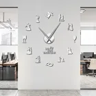 Настенные часы для свадьбы, самоклеящиеся 3d-часы с большими иглами