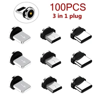 100pcs magnetic tips mobile phone replacement parts 3 in 1 plug micro converter cable adapter type c usb c for iphone 12 samsung