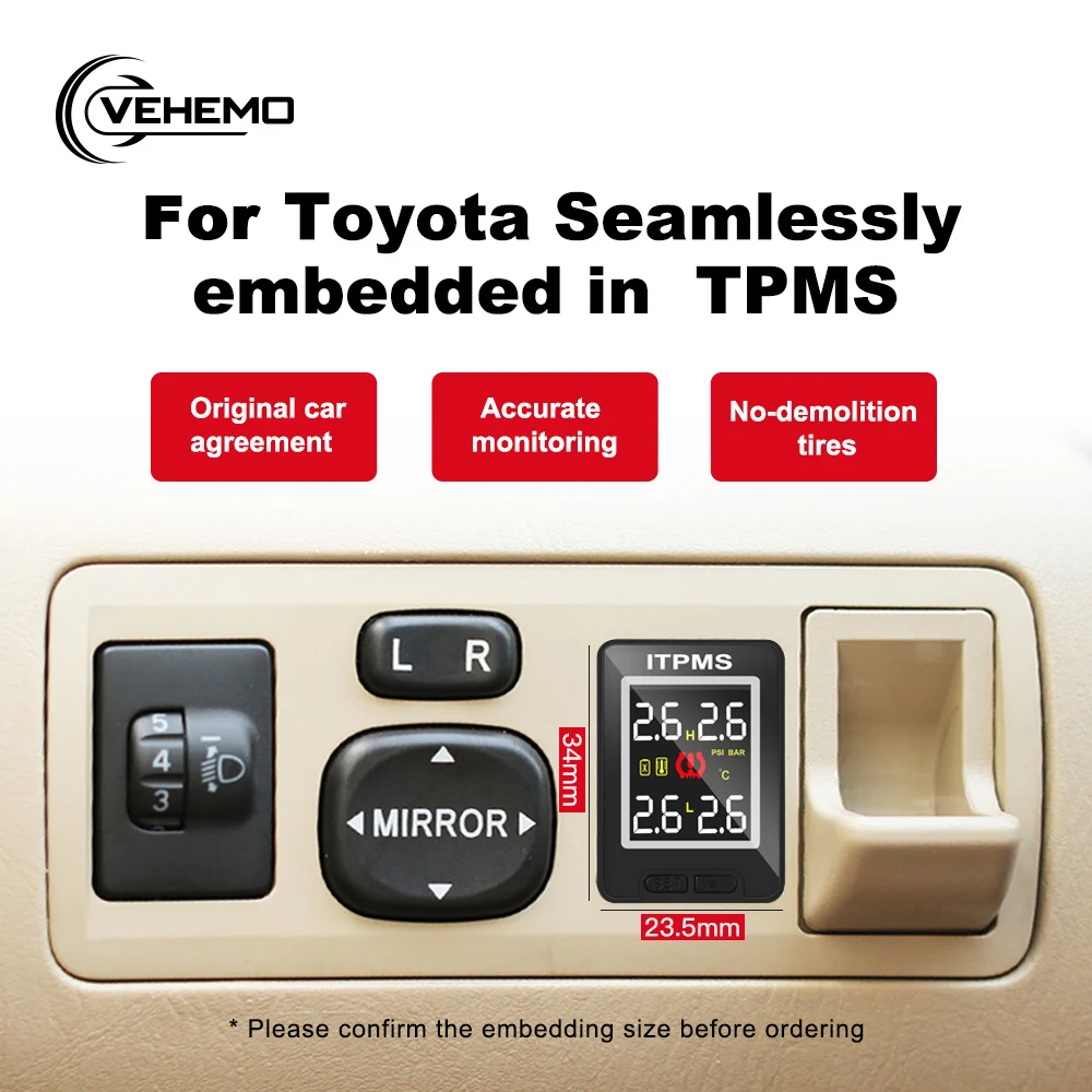 U912 для автомобиль Toyota TPMS система мониторинга температуры шин и давления в шинах