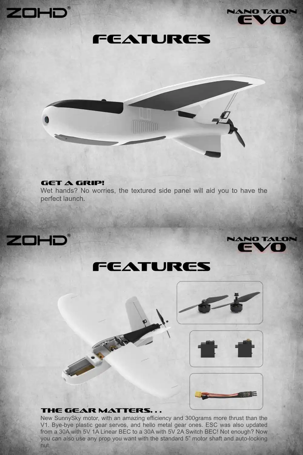 ZOHD Talon EVO 860 мм размах крыльев AIO V-Tail EPP FPV крыло RC самолет PNP/С FPV готов