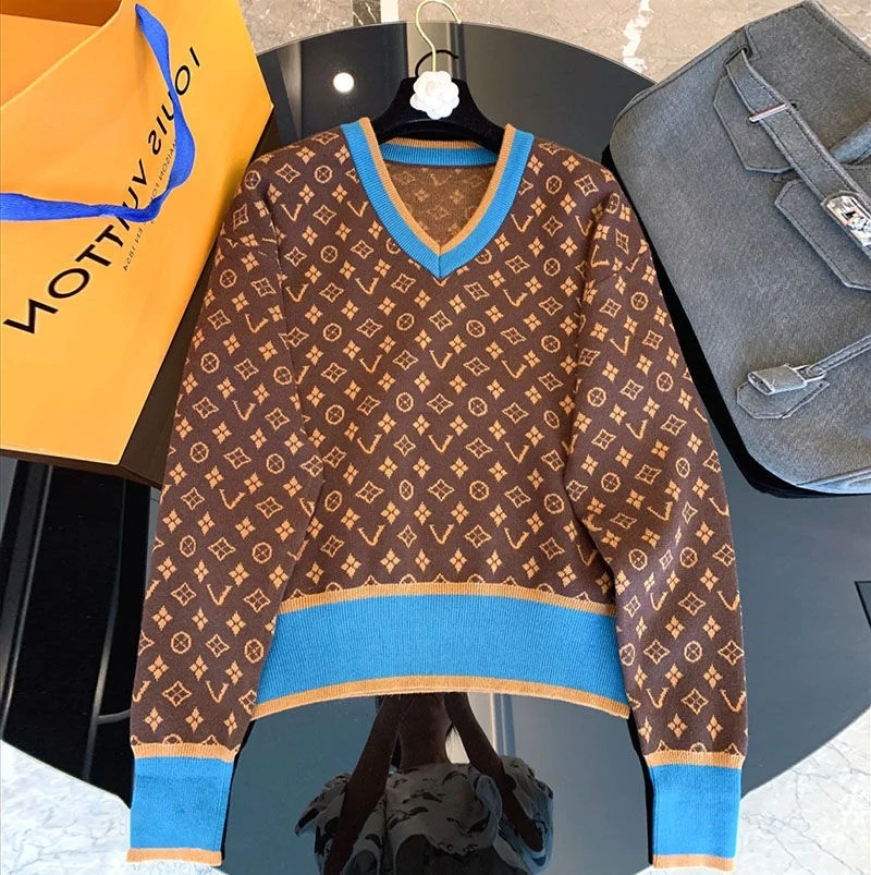 

European 2021 women's new knitted jacket jacquard retro turtleneck sweater loose wild fashion women's self-cultivation winter