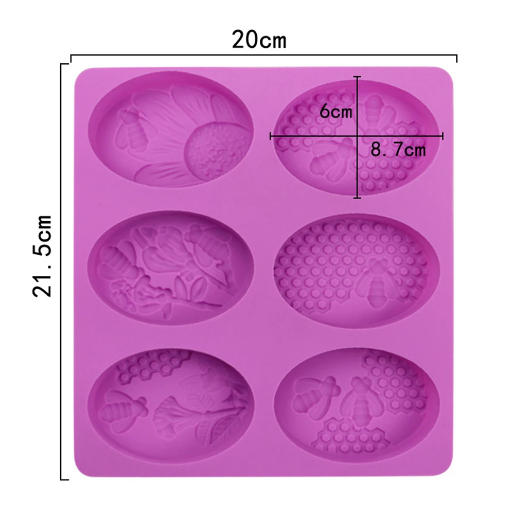 

6 Hole Oval Soap Molds Silica Gel Bee Shape Handmade Soap Mold Portable Unique Soap Making Tools