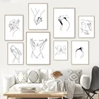 Постер с поцелуем руки, настенный рисунок на холсте с абстрактными полосками, женская обнаженная живопись, сексуальное тело, настенные картины для гостиной, домашний декор