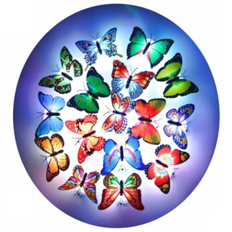 

10/20pcs Creative Colorful Luminous LED Butterfly Night Light Butterfly Sticker Wall Lamp for Party Garden Decoration